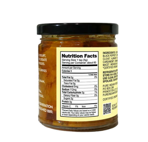 Organic Fermented Sweet Lemon Pickle 10.5 oz