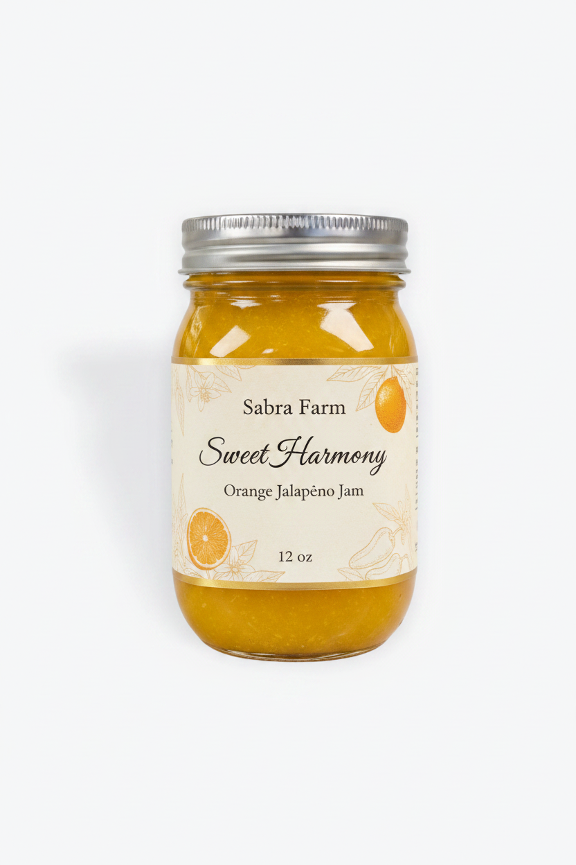 Sweet Harmony Orange Jalapeño Jam with Label